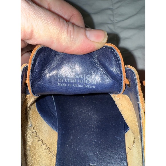 Cole Haan Men's Saddle Shoes Tan Suede Red Sole Lace Up Oxford Size 8M - Picture 4 of 5